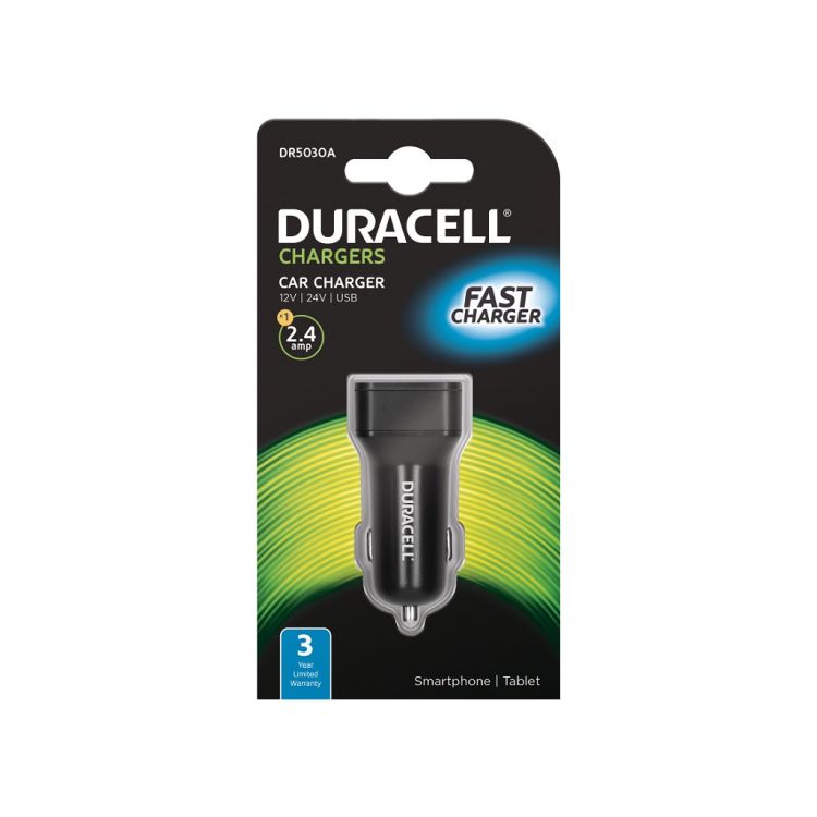 Duracell Single USB 2.4A In-Car Charger