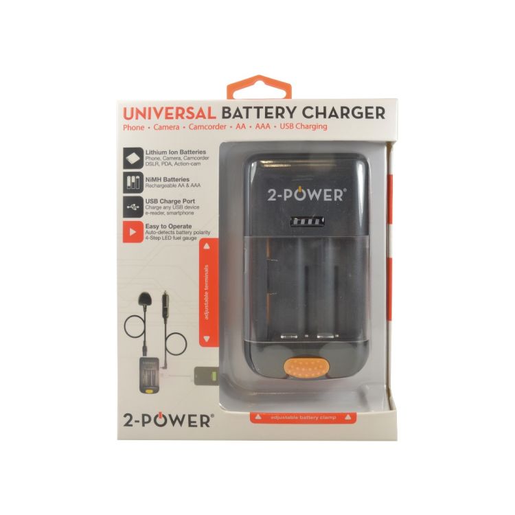 2-Power Universal Camera Battery Charger-Retail