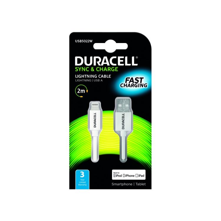 Duracell Sync/Charge Cable 2 Metre White