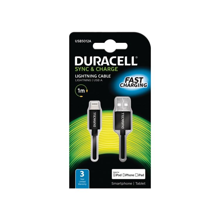 Duracell Sync/Charge Cable 1 Metre Black