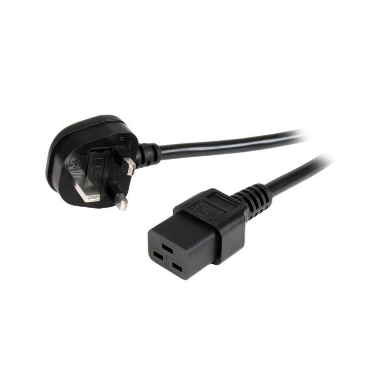 StarTech.com 6ft (2m) UK Computer Power Cable, 16AWG, BS 1363 to C19, 13A 250V, Black Replacement AC Power Cord, UK Power Cable for PC and Network Equipment