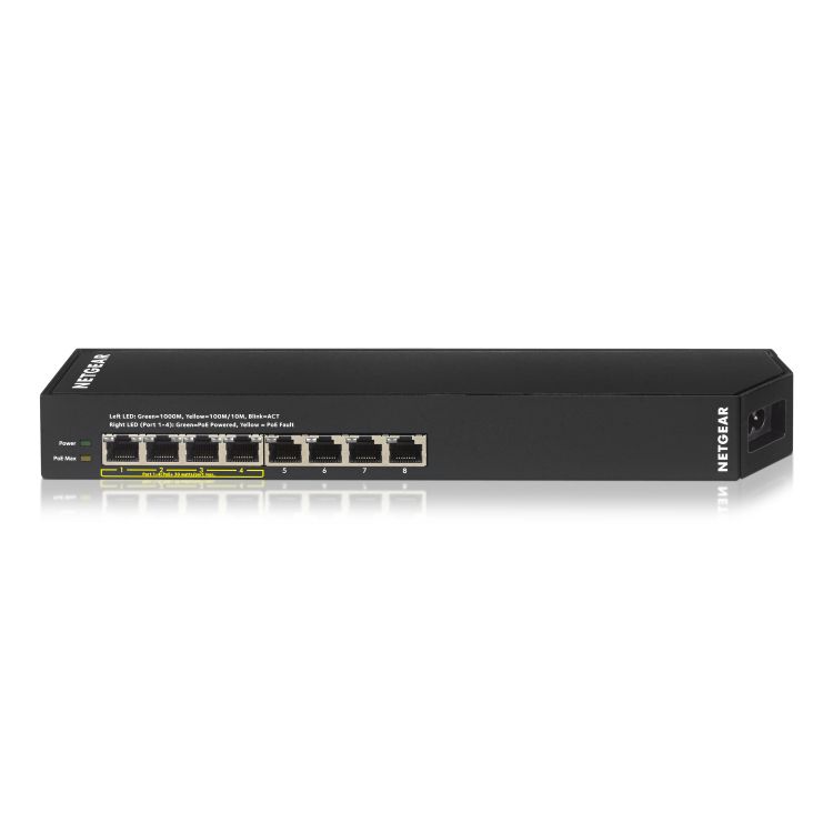 NETGEAR GSS108EPP Managed L2 Gigabit Ethernet (10/100/1000) Power over Ethernet (PoE) Black