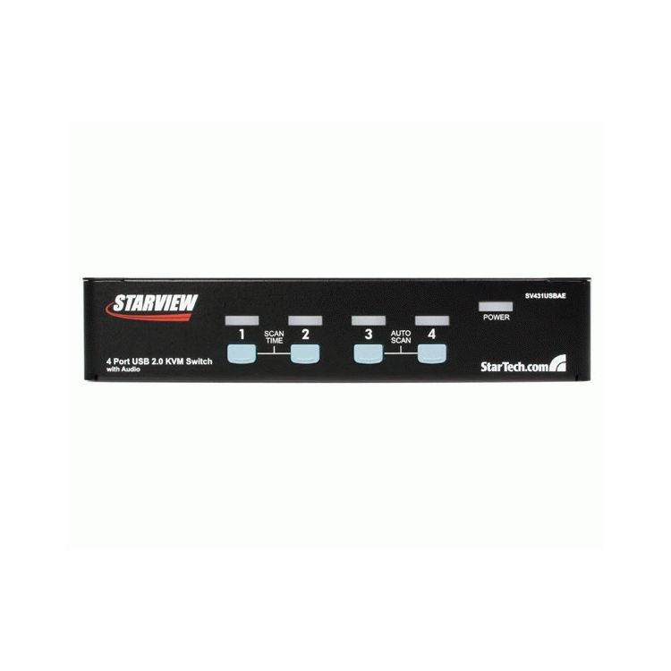 4 Port Rack Mountable USB KVM Switch with Audio & USB Hub