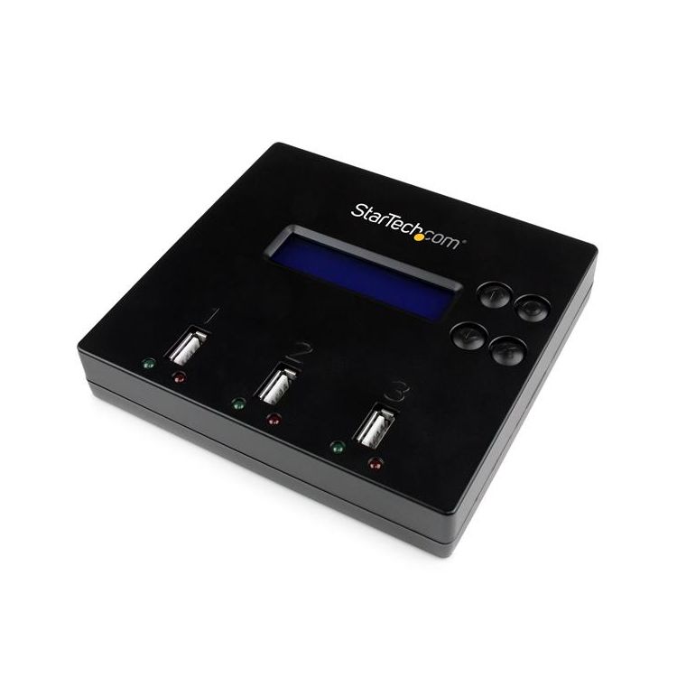 StarTech.com Standalone 1 to 2 USB Thumb Drive Duplicator and Eraser, Multiple USB Flash Drive Copier, System and File and Whole-Drive Copy at 1.5 GB/min, Single and 3-Pass Erase, LCD Display
