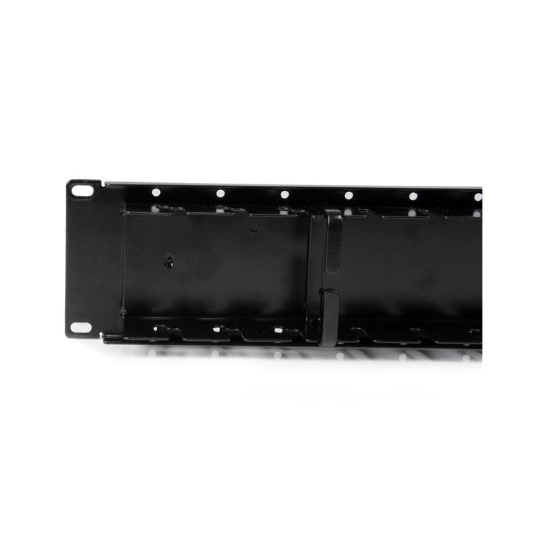 2U Double-Sided Horizontal Cable Management Panel with Finger Duct & D-Ring Hooks