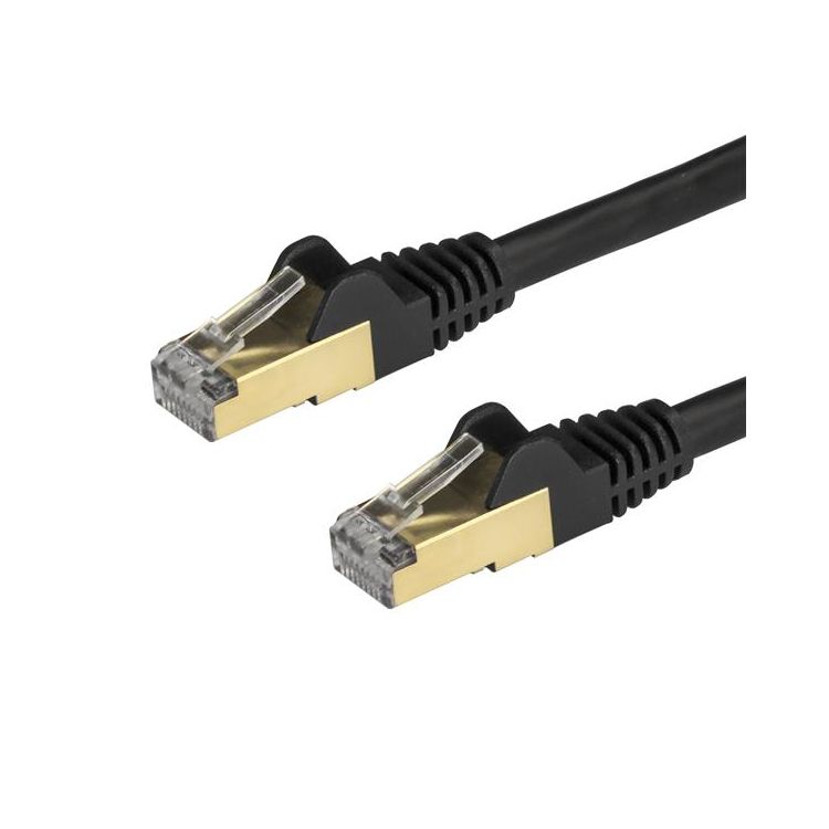 StarTech.com 2m CAT6a Ethernet Cable - 10 Gigabit Shielded Snagless RJ45 100W PoE Patch Cord - 10GbE STP Network Cable w/Strain Relief - Black Fluke Tested/Wiring is UL Certified/TIA