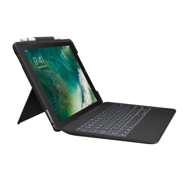 Logitech SLIM COMBO mobile device keyboard Black QWERTY UK English Smart Connector