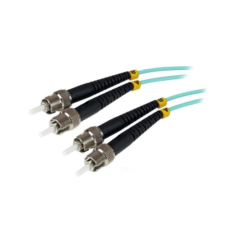 StarTech.com 1m (3ft) ST/UPC to ST/UPC OM3 Multimode Fiber Optic Cable, Full Duplex 50/125µm Zipcord Fiber, 100G Networks, LOMMF/VCSEL, <0.3dB Low Insertion Loss, LSZH Fiber Patch Cord