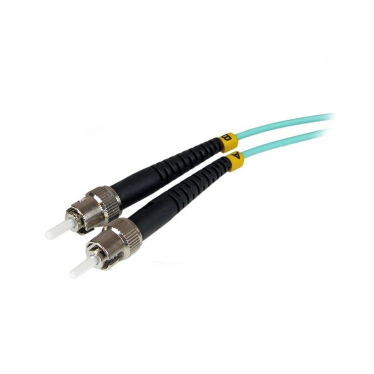 1m 10 Gb Aqua Multimode 50/125 Duplex LSZH Fiber Patch Cable ST - ST