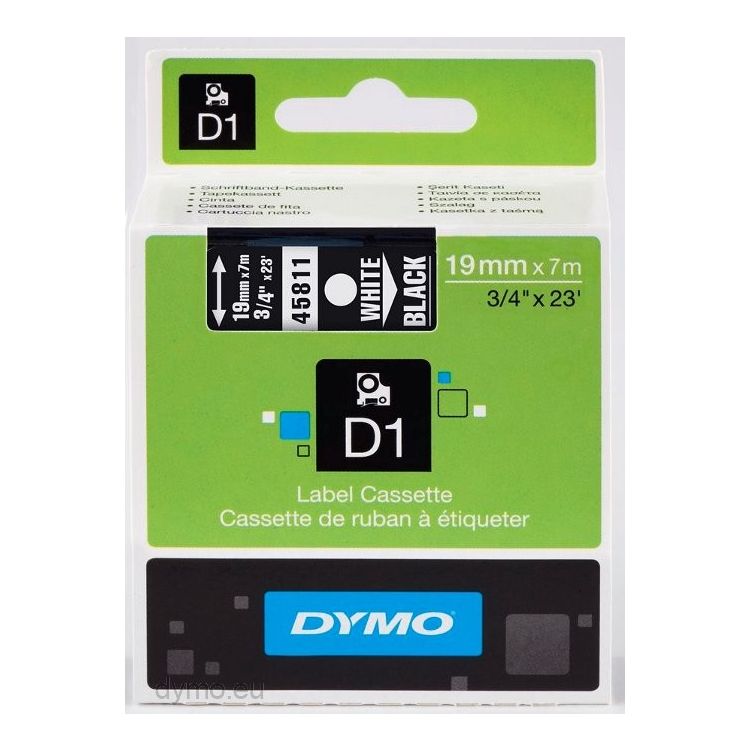 DYMO D1 Standard - White on Black - 19mm
