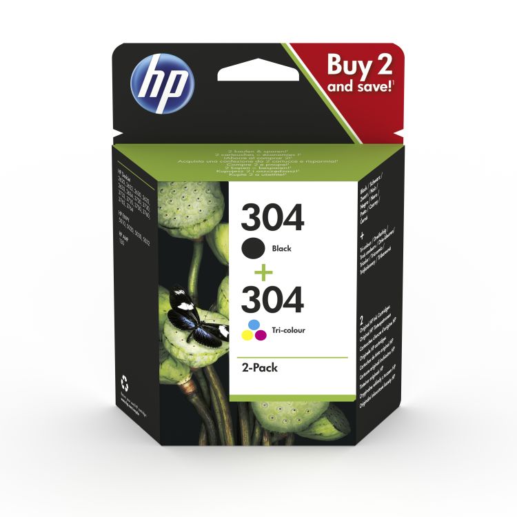 HP 304 2-pack Black/Tri-color Original Ink Cartridges