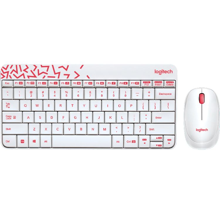 Logitech MK240 NANO keyboard Mouse included Home RF Wireless Hebrew Pink, White