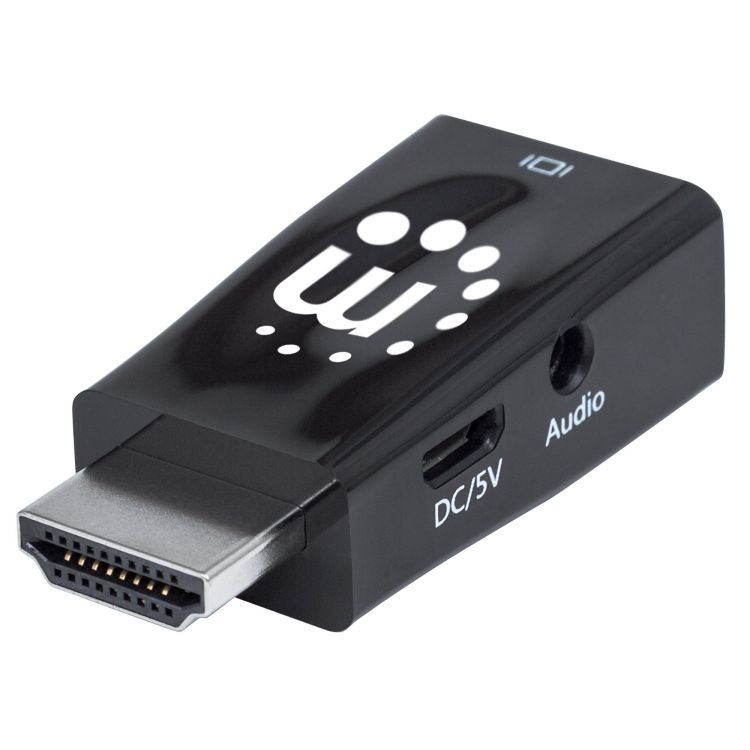 Manhattan 151542 cable gender changer HDMI VGA, 3.5mm Black