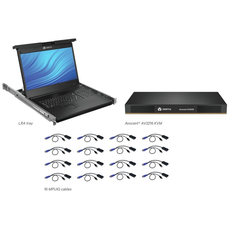 Avocent Rack Console Vertiv Avocent LCD Local Rack Access Console, 16P KVM, 16 CABLES, USB ...