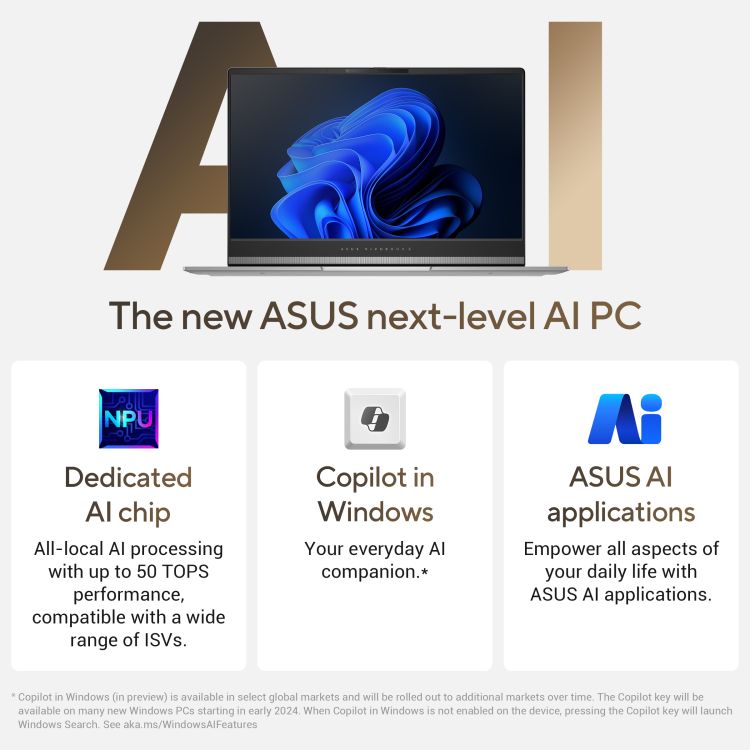 ASUS Vivobook S 15 OLED M5506WA-MA042W AMD Ryzen AI 9 365 Laptop 39.6 cm (15.6