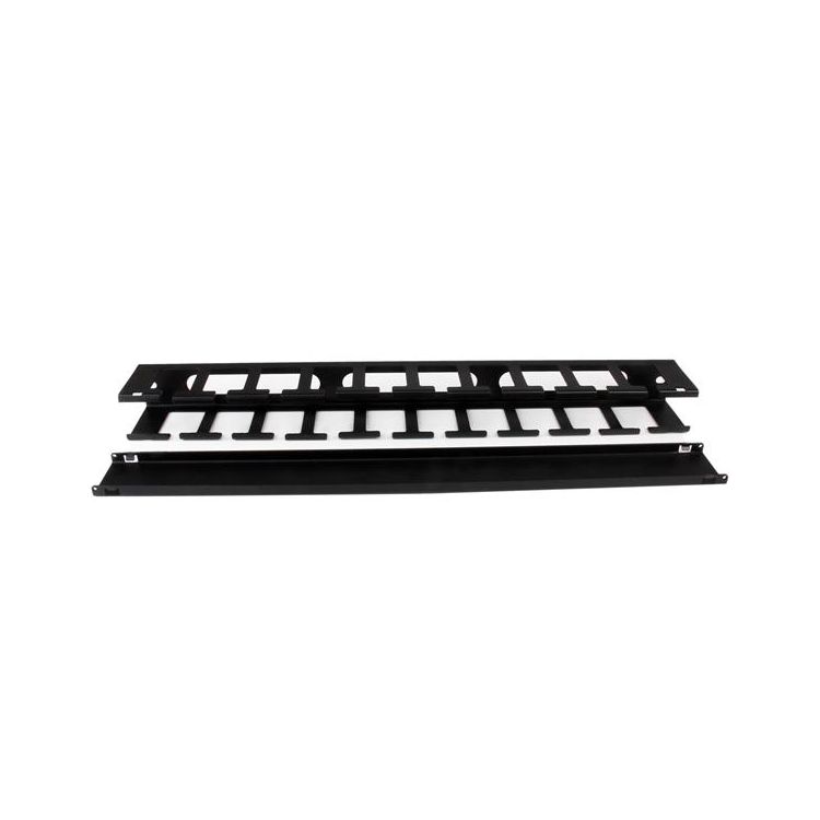StarTech.com 1U Horizontal Finger Duct Rack Cable Management Panel with Cover